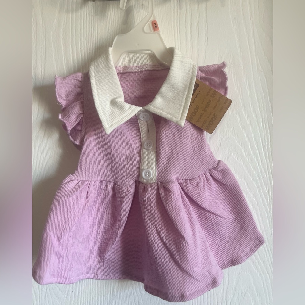 Rowdy Pups Club Pet Apperal  Pink Dog Dress w/ Collar & Ruffles Size XS